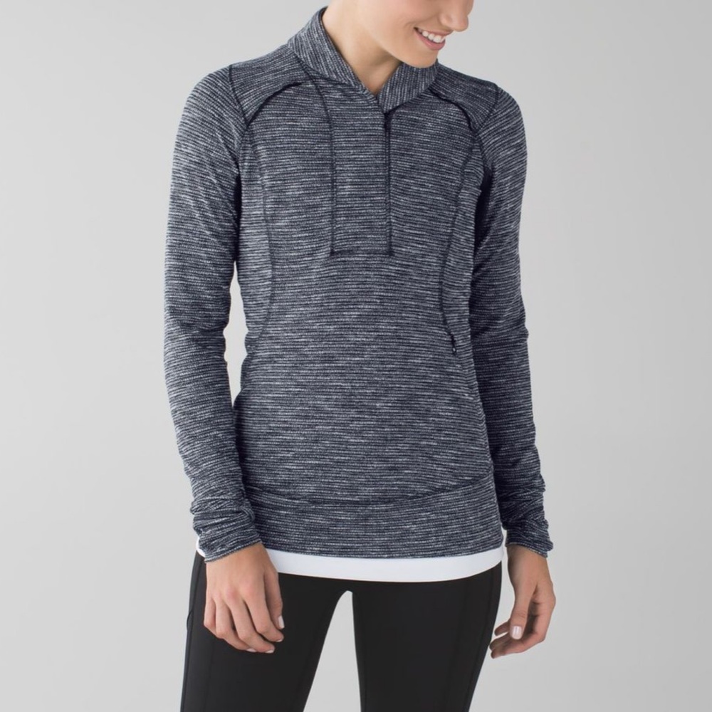 Lululemon Think Fast Pullover Heathered Coco Black